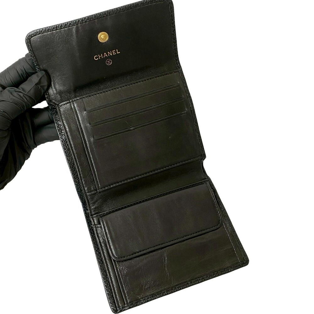 CHANEL Authentic Black Caviar Leather Logo Wallet - Picture 7 of 10